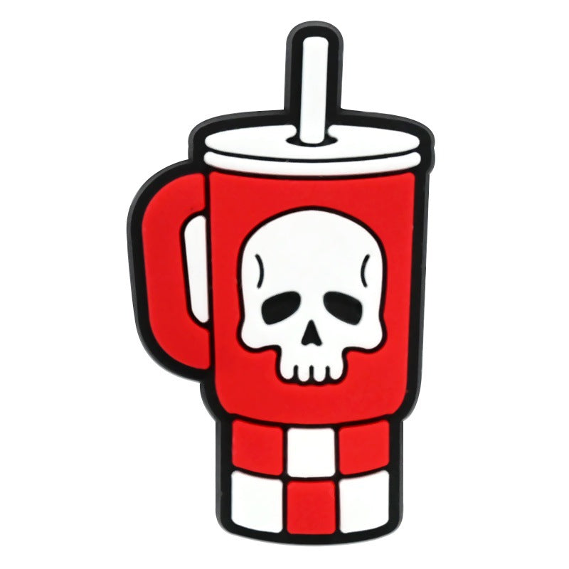 Wholesale Random 100pcs  coffee cup series  PVC Soft Rubber Shoe Buckle Decoration