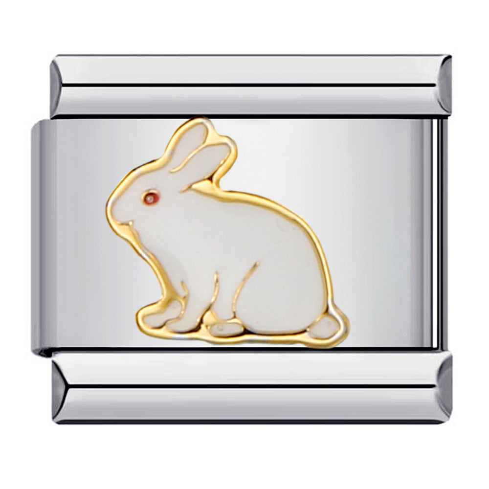 Wholesale Italian Charm Bracelet 9mm DIY Splicing Removable Gold Plated Oil Drop Cartoon Stainless Steel Composable Bracelet