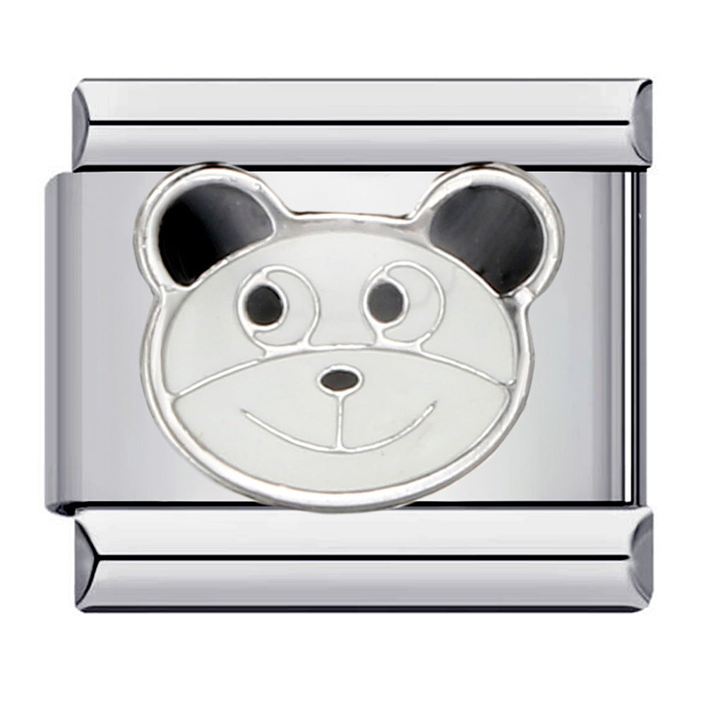 Wholesale Italian Charm Bracelet 9mm DIY Splicing Removable Cartoon Panda Stainless Steel Composable Bracelet