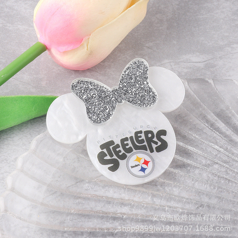 Wholesale 10PCS Acrylic DIY Loose Powder Cartoon Bowknot Brooch Patches