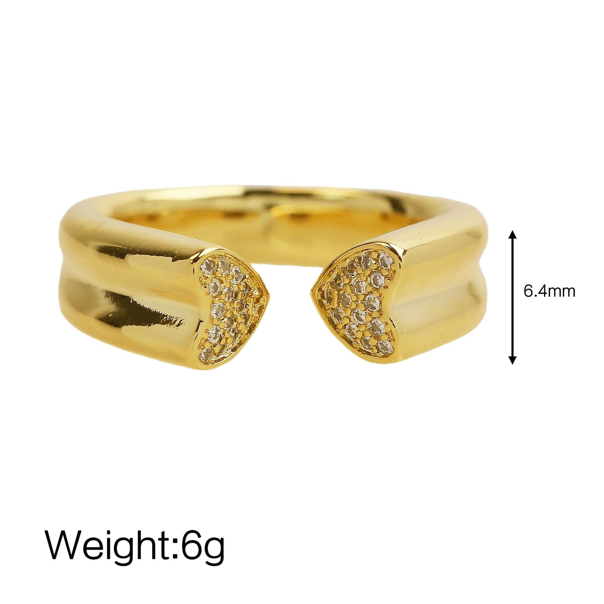 Wholesale  18k Gold Brass Heart Heart-shaped Love Ring