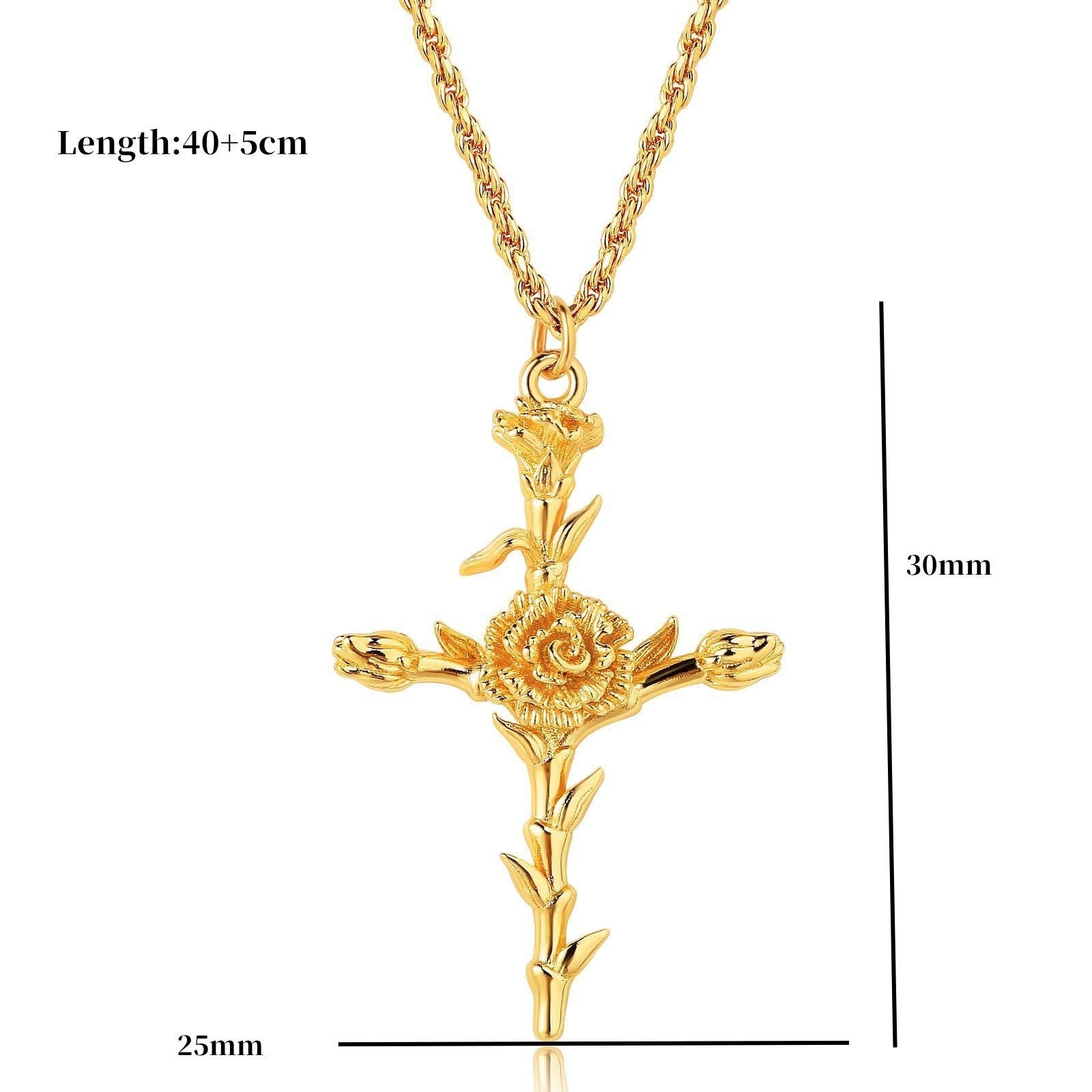 Wholesale  December Flower Necklace Cross Birth Flower Necklace Flower Mother's Day Stereo Vacuum Color Preservation