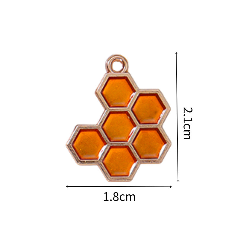 Wholesale 10pcs/pack  Alloy Oil Dripping Cartoon Bee Animal DIY Earrings Keychain Pendant Jewelry Accessories Bag Pendant