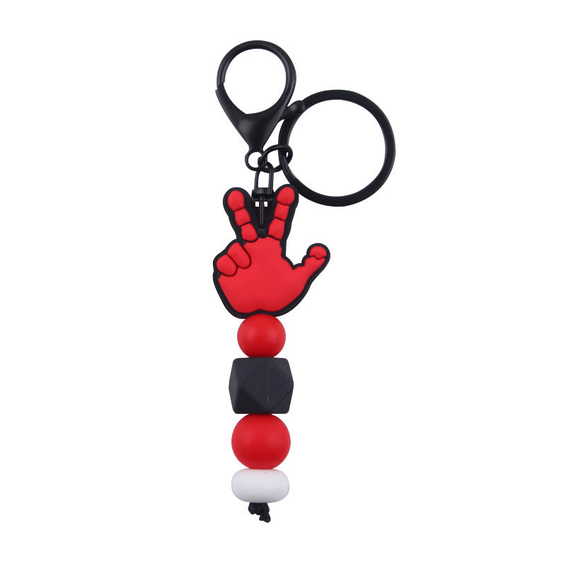 Wholesale Cartoon Palm Silicone Beaded Keychain ACC-KC-GuangTian074