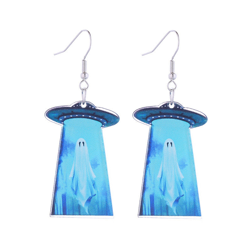 Wholesale Halloween Themed Earrings Funny Ghost Pumpkin Bat  Acrylic Earrings