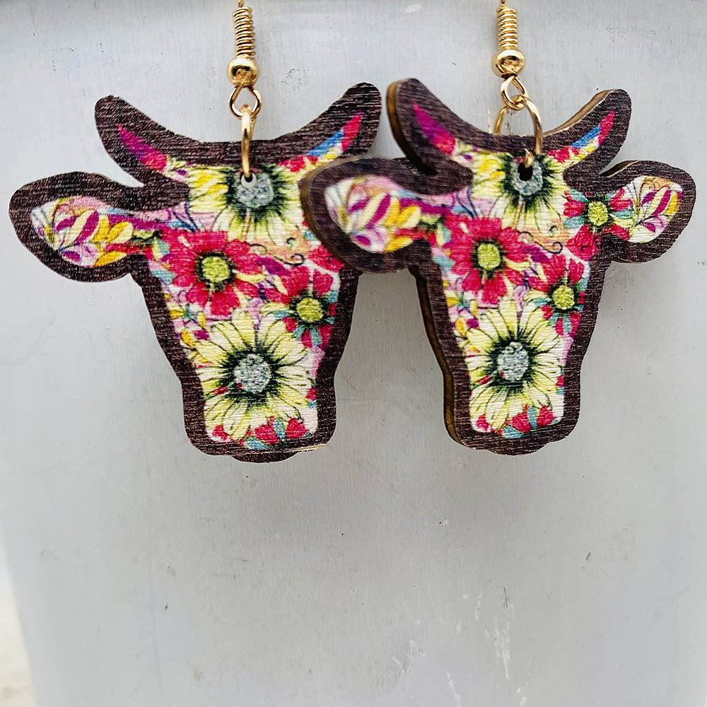 Wholesale Thanksgiving Sunflower Daisy Wood Earrings ACC-ES-ChenY080