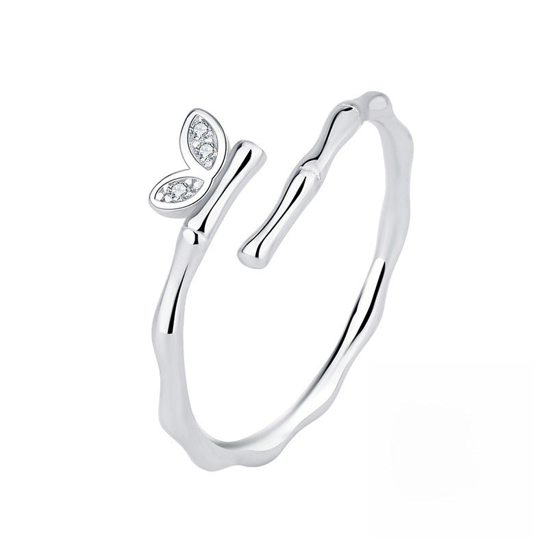 Wholesale S925 sterling silver butterfly bamboo ring