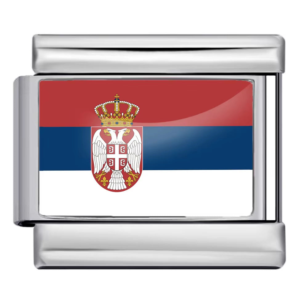 Wholesale Italian Charm Bracelet 9mm DIY Splicing Removable World Flags Stainless Steel Composable Bracelet