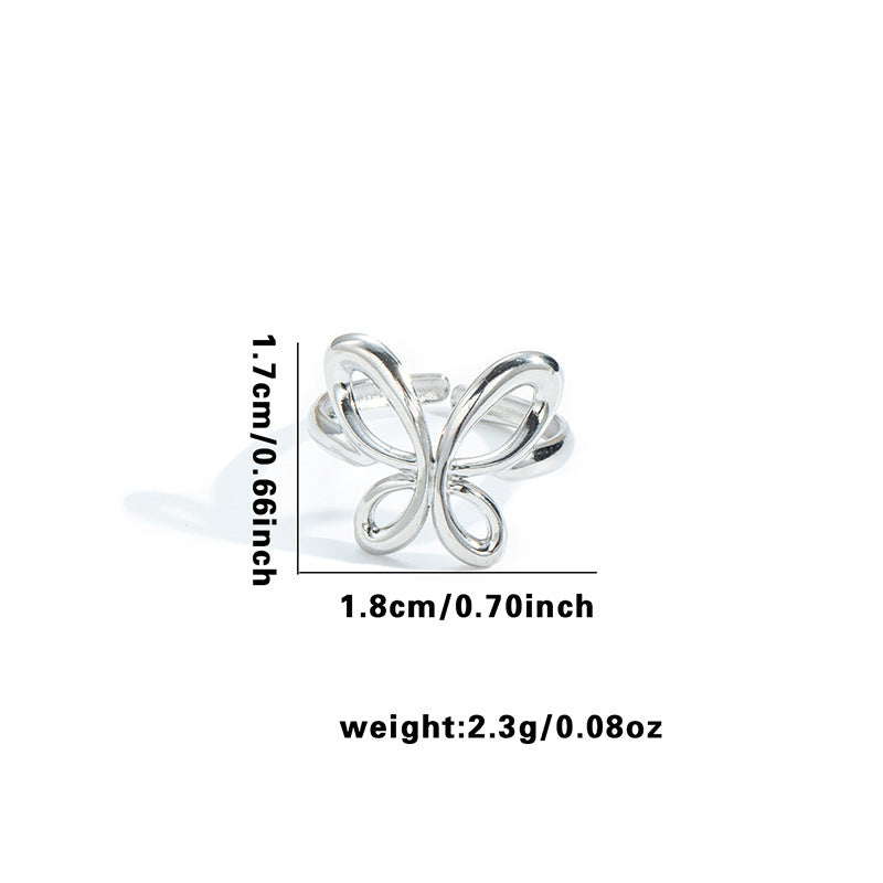 Wholesale Retro Heart Butterfly Hollow Titanium Steel Ring,  Fashion Accessory for Boutique Resale