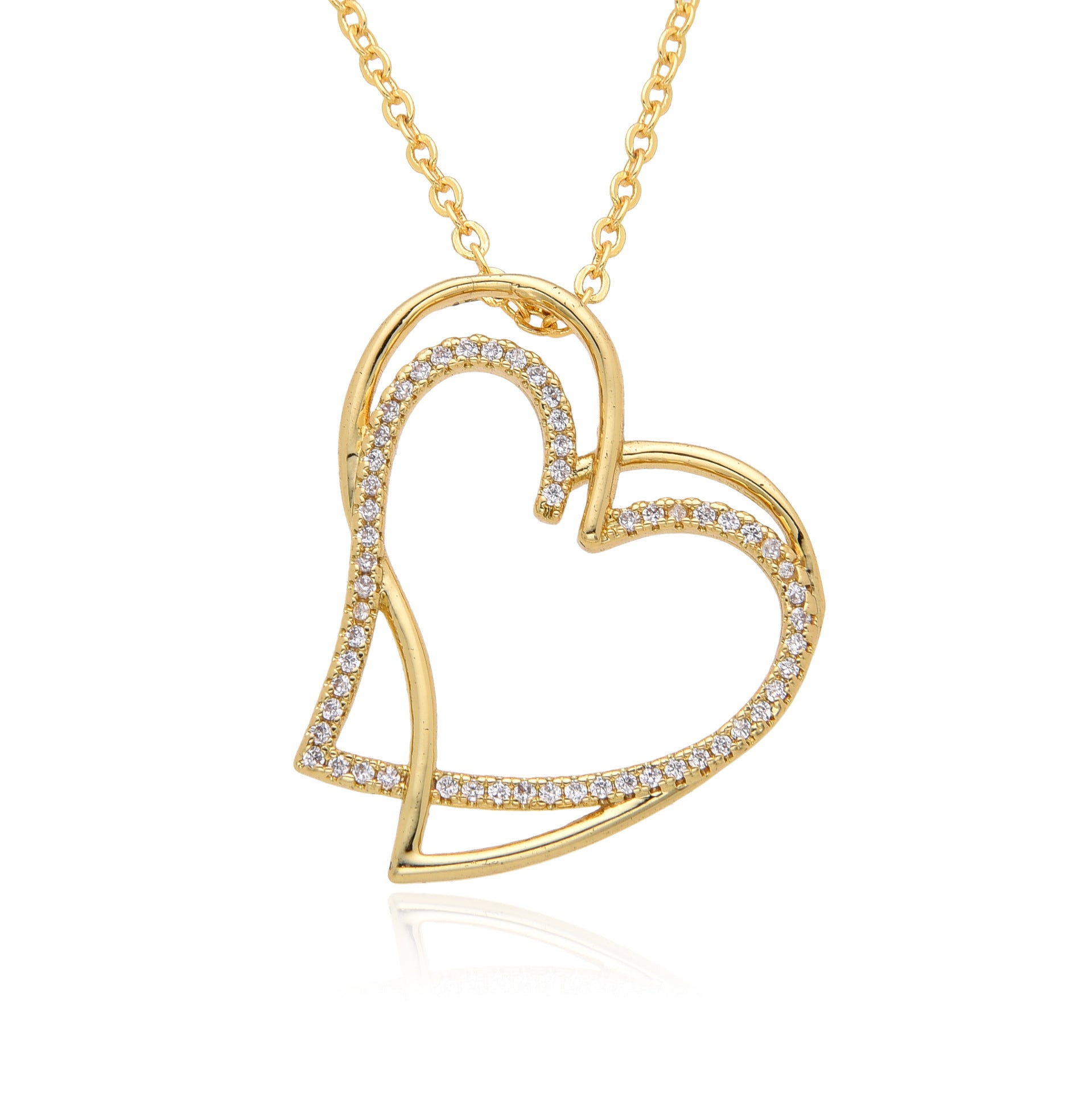 Wholesale  plated 18K gold  cute love pendant  full diamond necklace