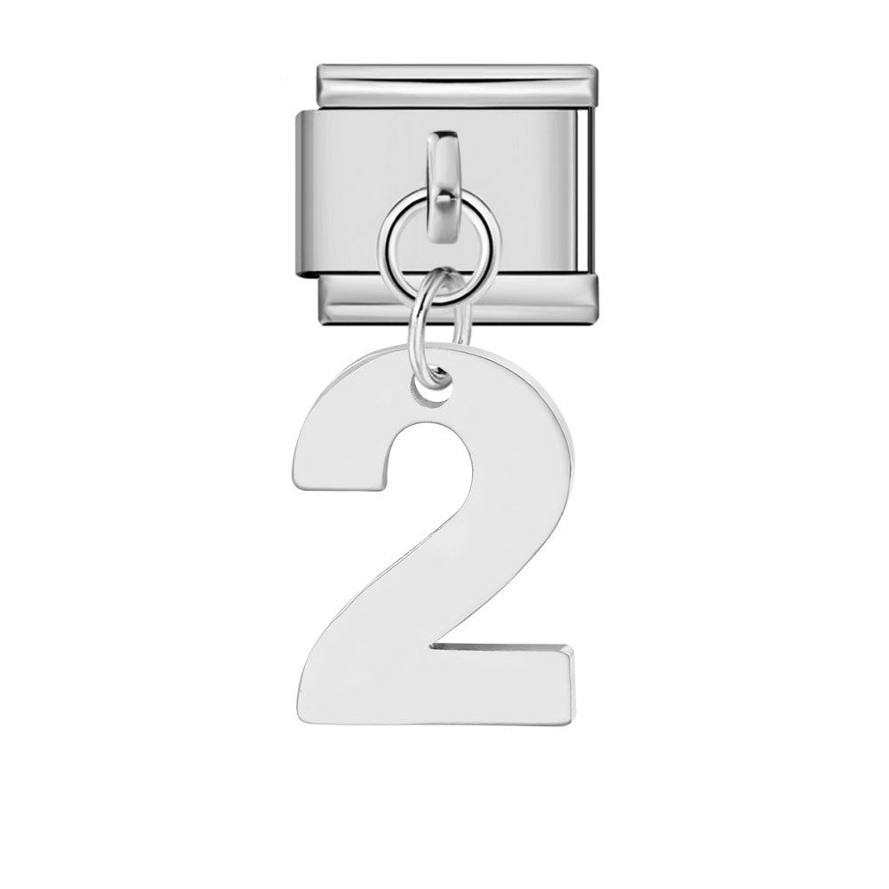 Bracciale fai da te con ciondolo con gancio in acciaio inossidabile a una cifra modulare italiano all'ingrosso