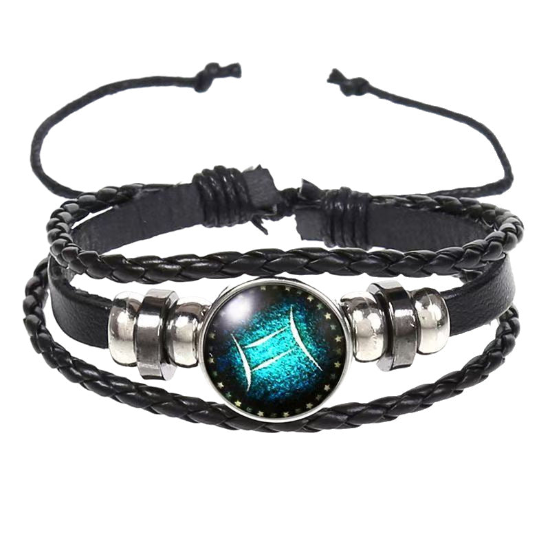 Wholesale Artificial Leather Contion Bracelet,  Unisex Glow in Dark Zodiac Jewelry,  Travel Souvenir Gift for Resale