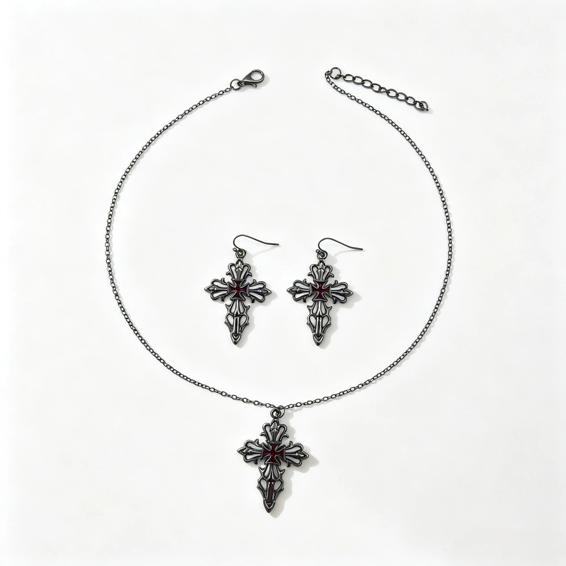 Wholesale Zinc Alloy Electroplated Gothic  Necklace Earrings Set Trendy Jewelry Accessory Gift Boutique Resale