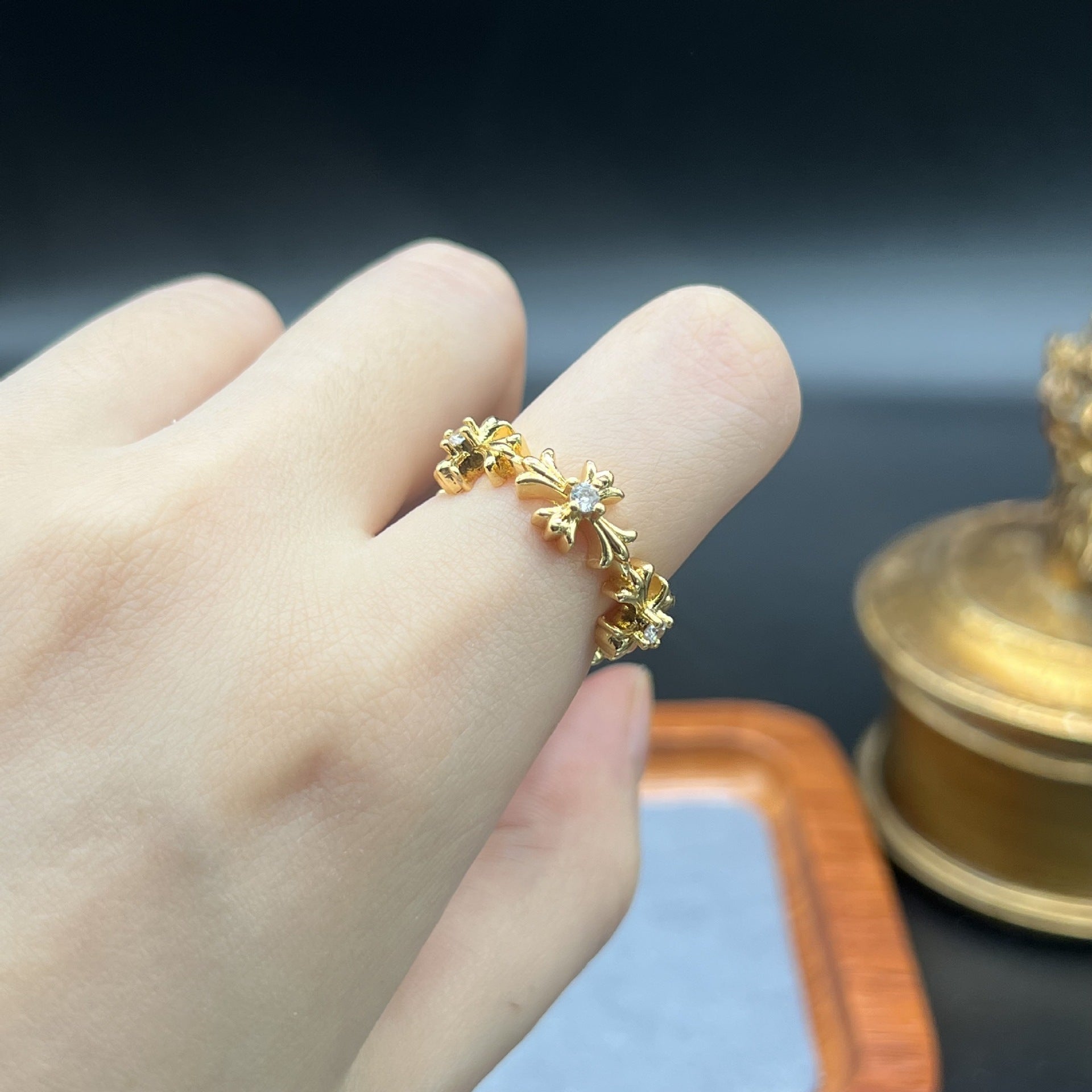 Wholesale Vintage open diamond geometric ring