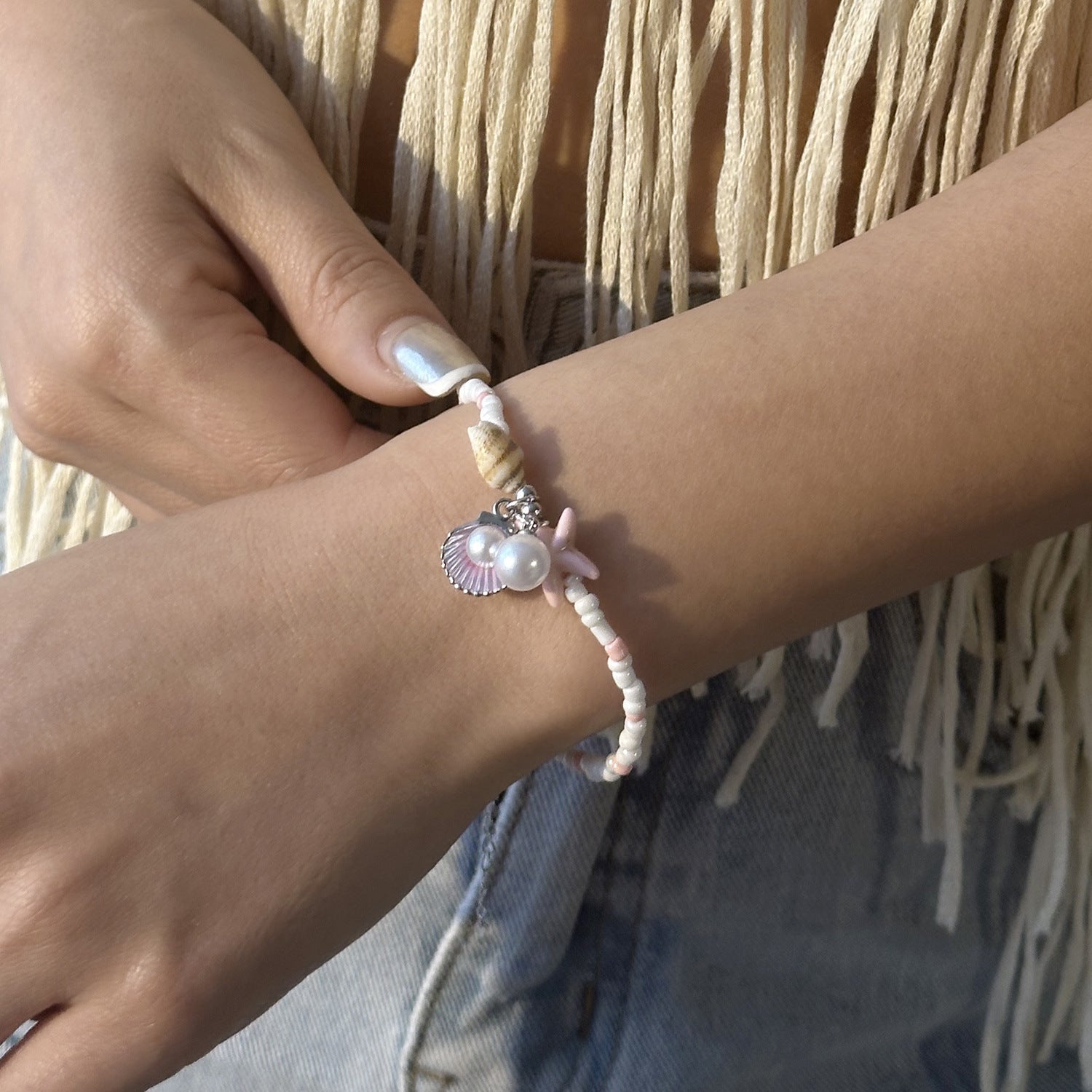 Wholesale  Gravel Starfish Shell Bracelet Bohemian Summer  Bracelet