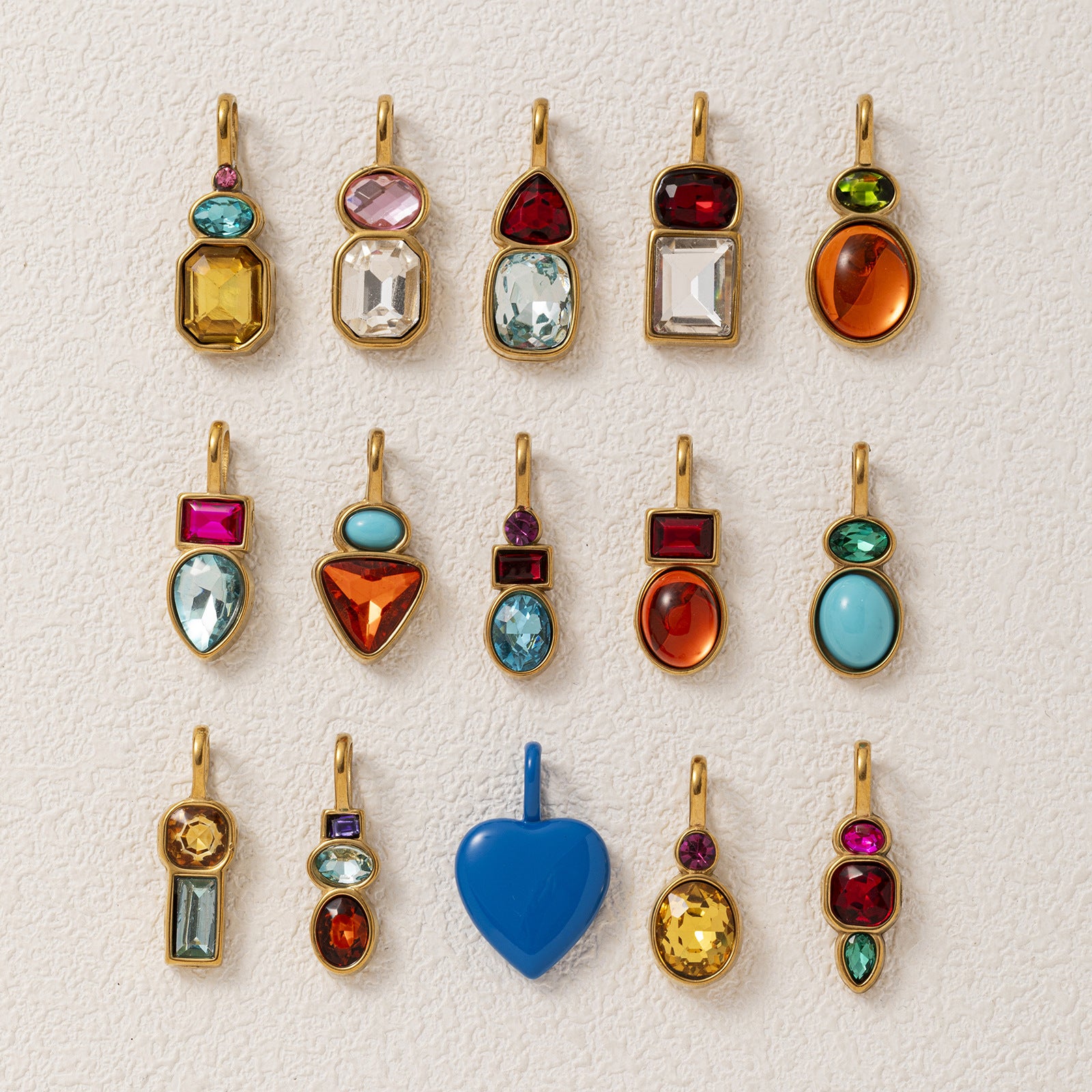 Wholesale Modern Stainless Steel DIY Pendant Jewelry Accessory With Colorful Zircon And Natural Stone For Necklace Bracelet Or Bag Charm