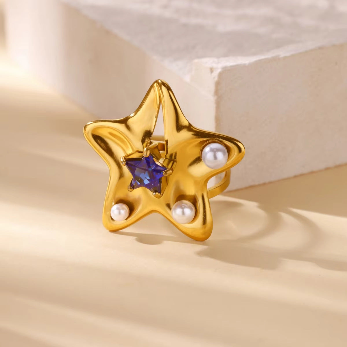 Wholesale Stainless steel zircon adjustable heart flower and butterfly ring