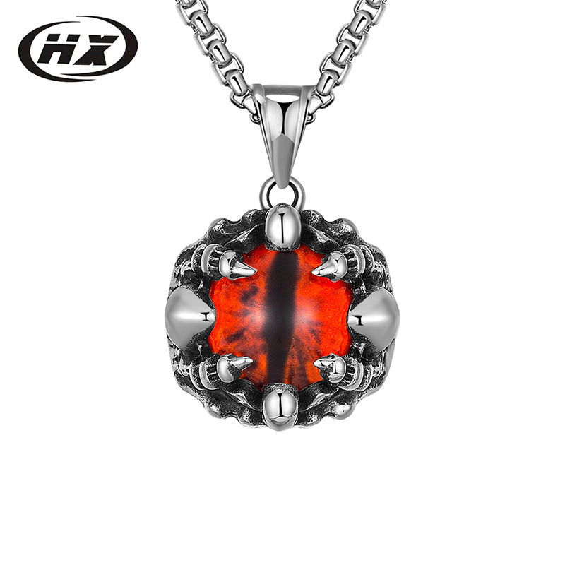 Wholesale  Creative hiphop Titanium Steel Devil's Eye Pendant Necklaces
