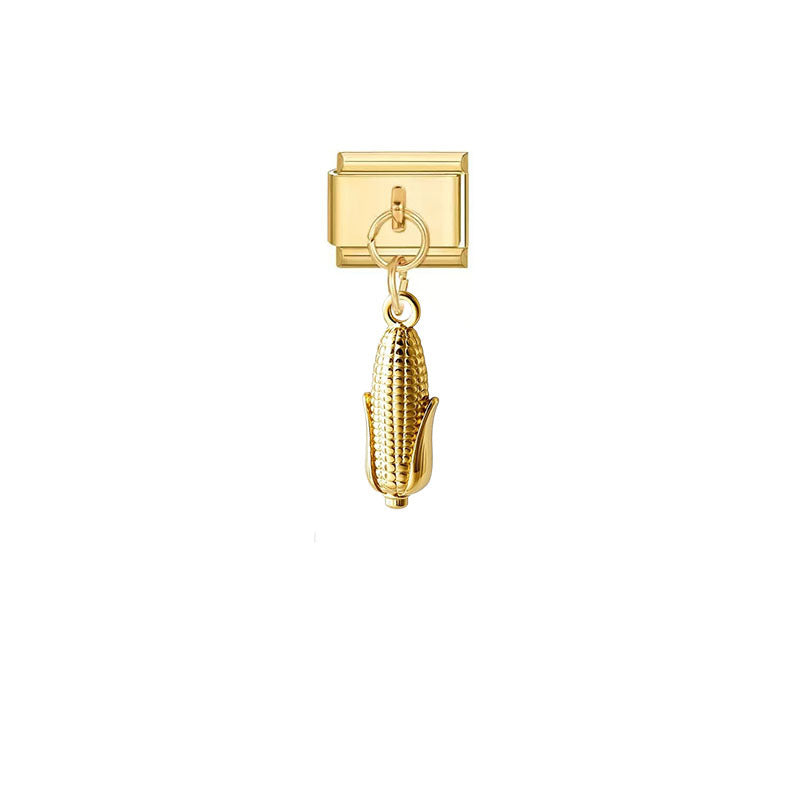Wholesale Trendy Gold Plated Grape Pendant Jewelry Accessory Stainless Steel Fruit Charm For DIY Craft And Boutique Resale