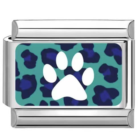 Wholesale Trendy Paw Print Leopard Pattern DIY Stainless Steel Bracelet Charms Jewelry Accessory