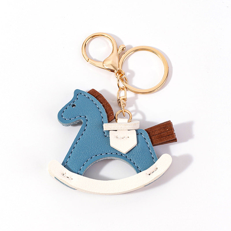 Wholesale Cute  Handmade Rocking Horse Leather Cotton Pendant Keychain