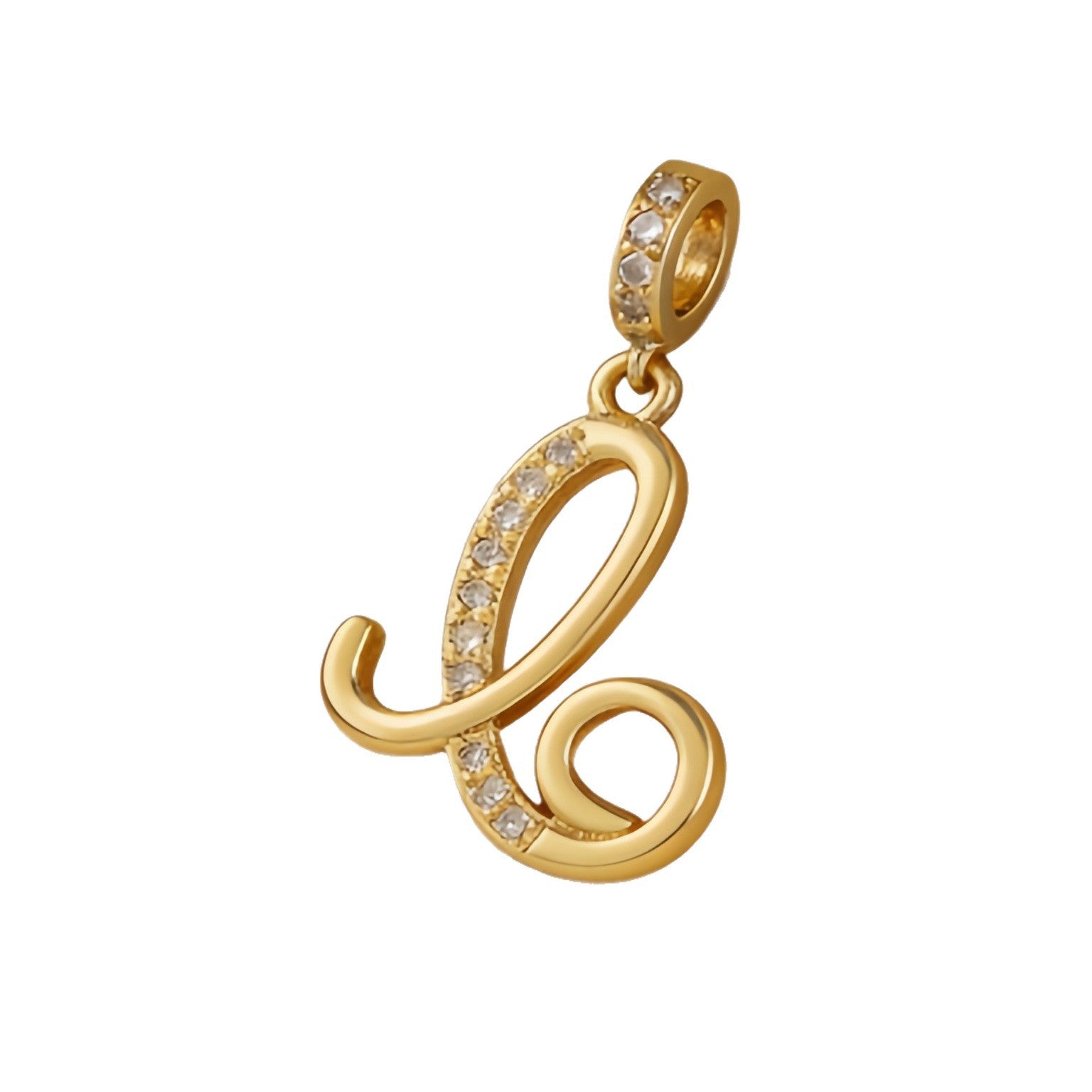 Wholesale Gold Plated Copper Letter Pendant with Zircon,  Pan Style DIY Necklace Accessory