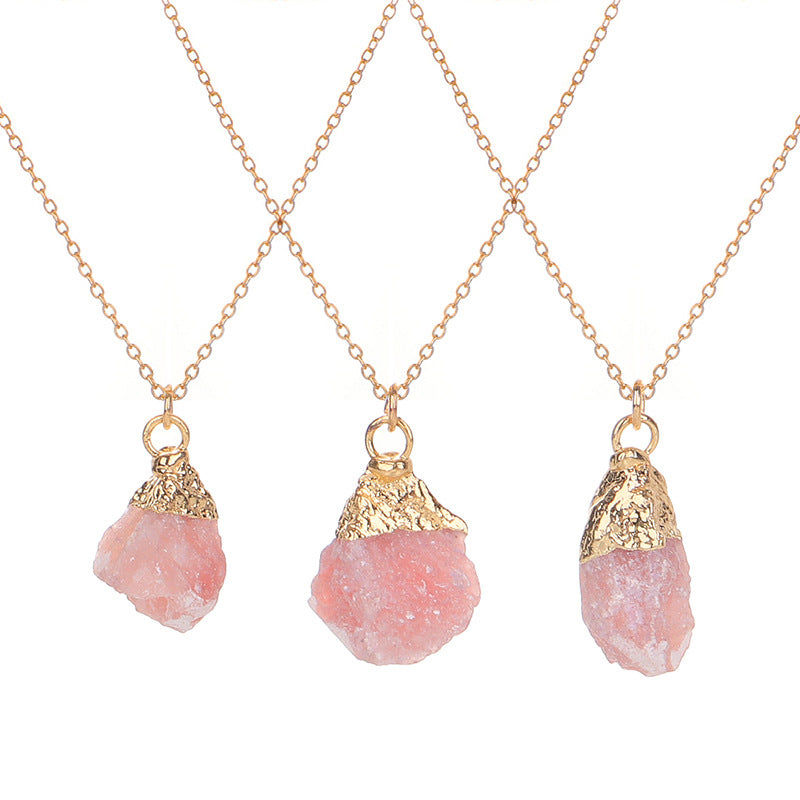 Wholesale Colored Natural Stone Irregular Birthstone Crystal Alloy Necklace ACC-NE-ZhuangZ005