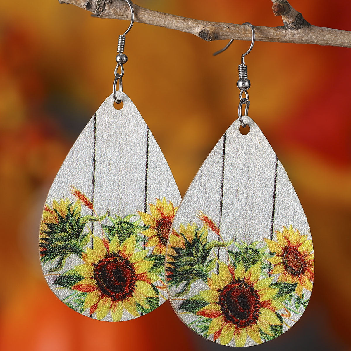 Wholesale Western Ethnic Style Cowboy Sunflower Water Drop Earrings ACC-ES-ChuLian140