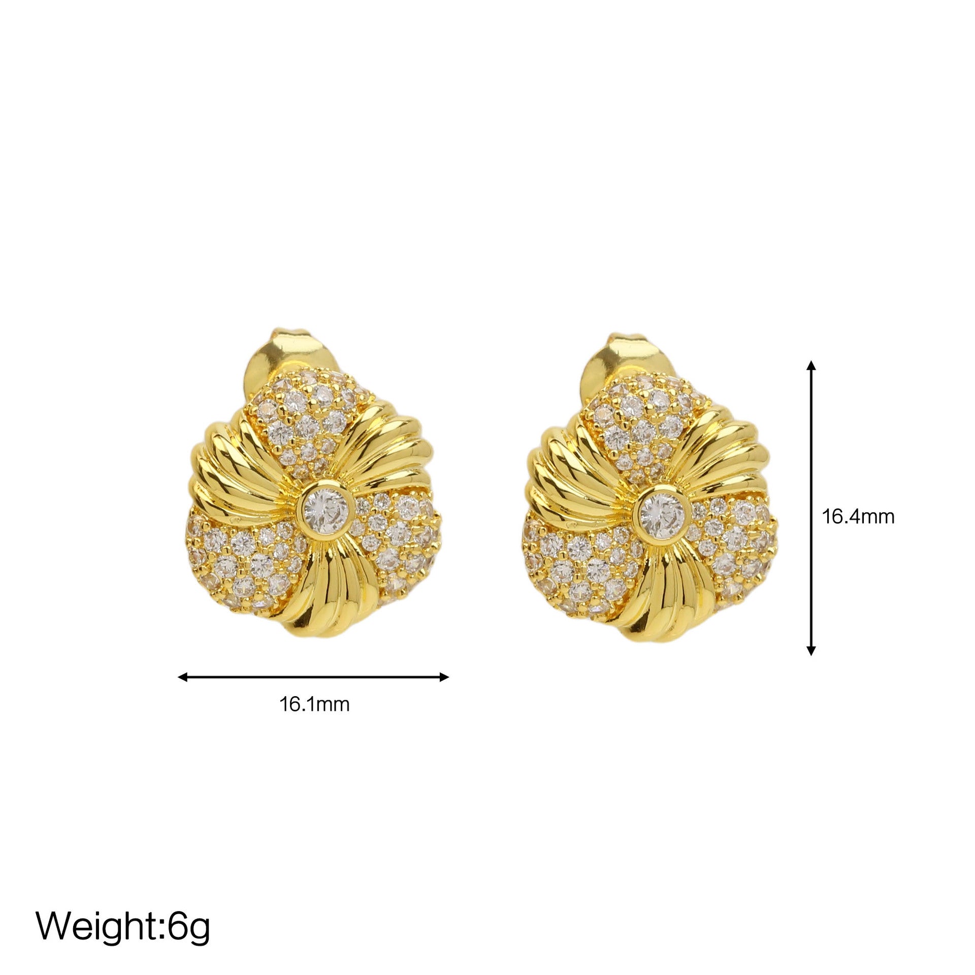 Wholesale  18K gold  flower shaped earrings brass earrings