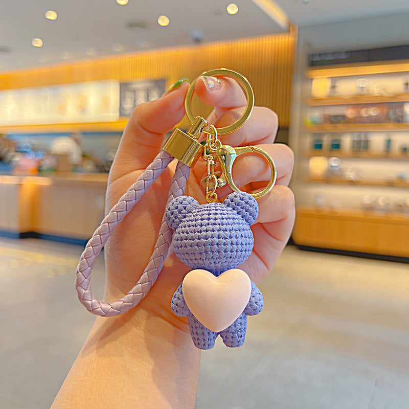 Wholesale Cute Cartoon Love-Heart Bear Schoolbag Car Keychains