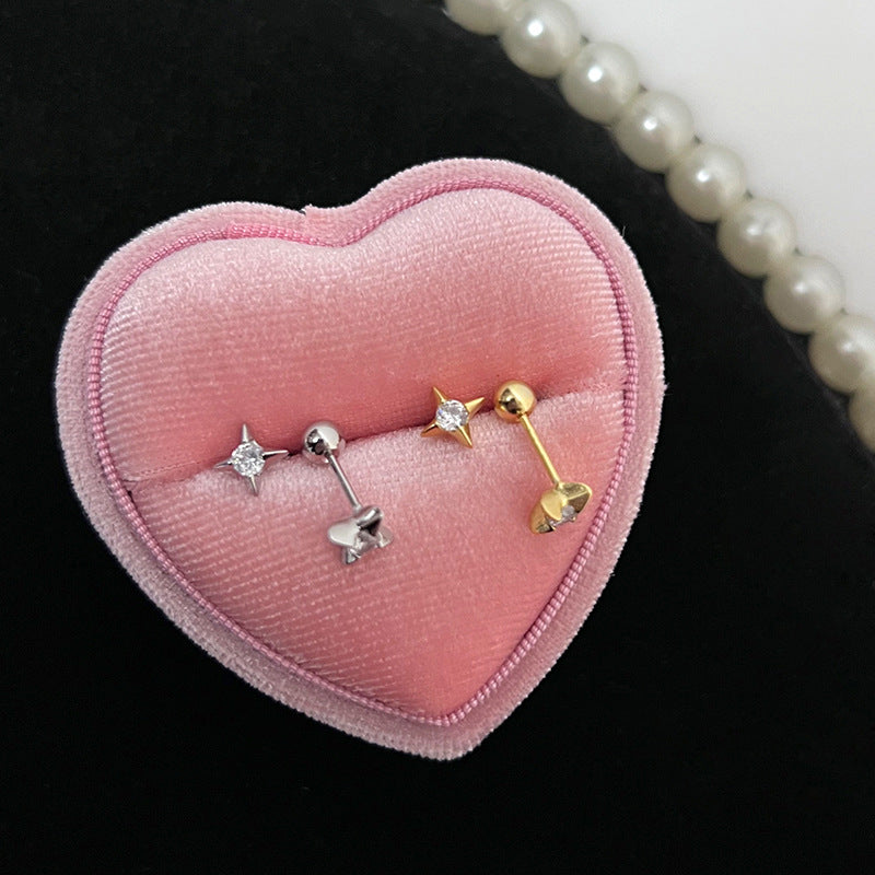 Wholesale Star Turnbuckle Lucky Four-pointed Star Zircon Earrings
