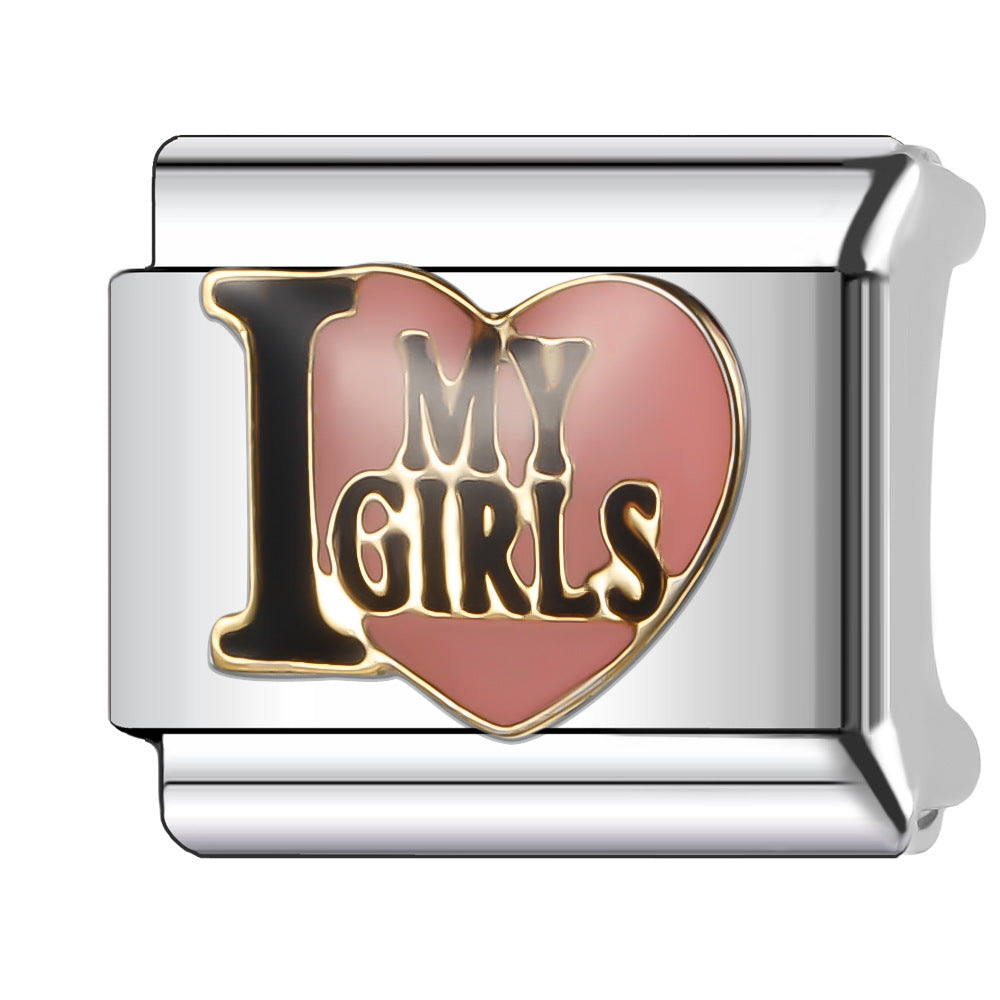 Wholesale Italian Charm Bracelet 9mm DIY Splicing Creative Pattern Stainless Steel Composable Bracelet