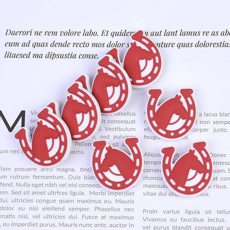 Wholesale 20pcs Cartoon Horse Silicone Focal Beads DIY Beaded Pen Accessories ACC-BDS-HeXing022