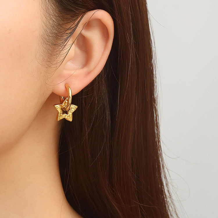 Wholesale Five-pointed Star Pendant Stainless Steel 18K Earrings ACC-ES-MuShan043