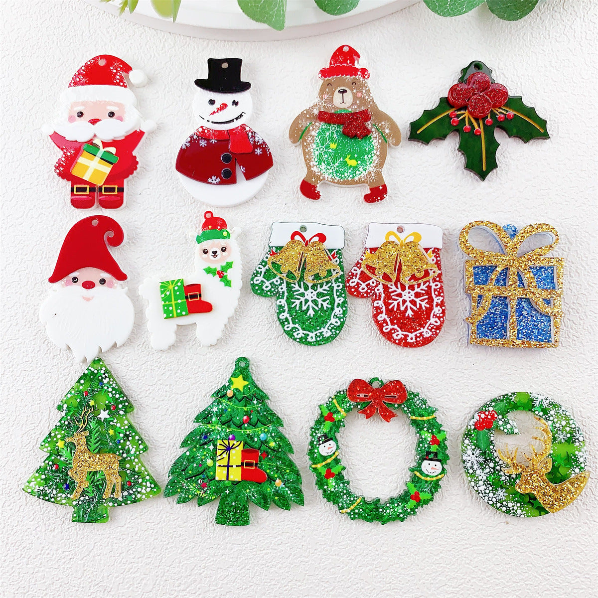Wholesale 10pcs Acrylic Double Layer Christmas  Pendant