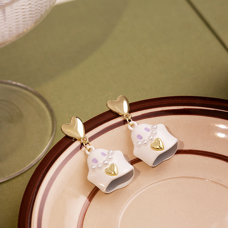 Wholesale Silver Needle Retro Cute Ghost Earrings ACC-ES-MDD054