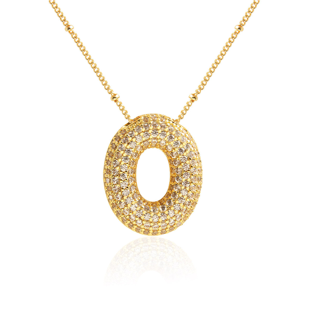 Wholesale Micro Inlaid Zircon Necklace 26 English Letters Balloon Letter Necklace ACC-NE-BaiTian002