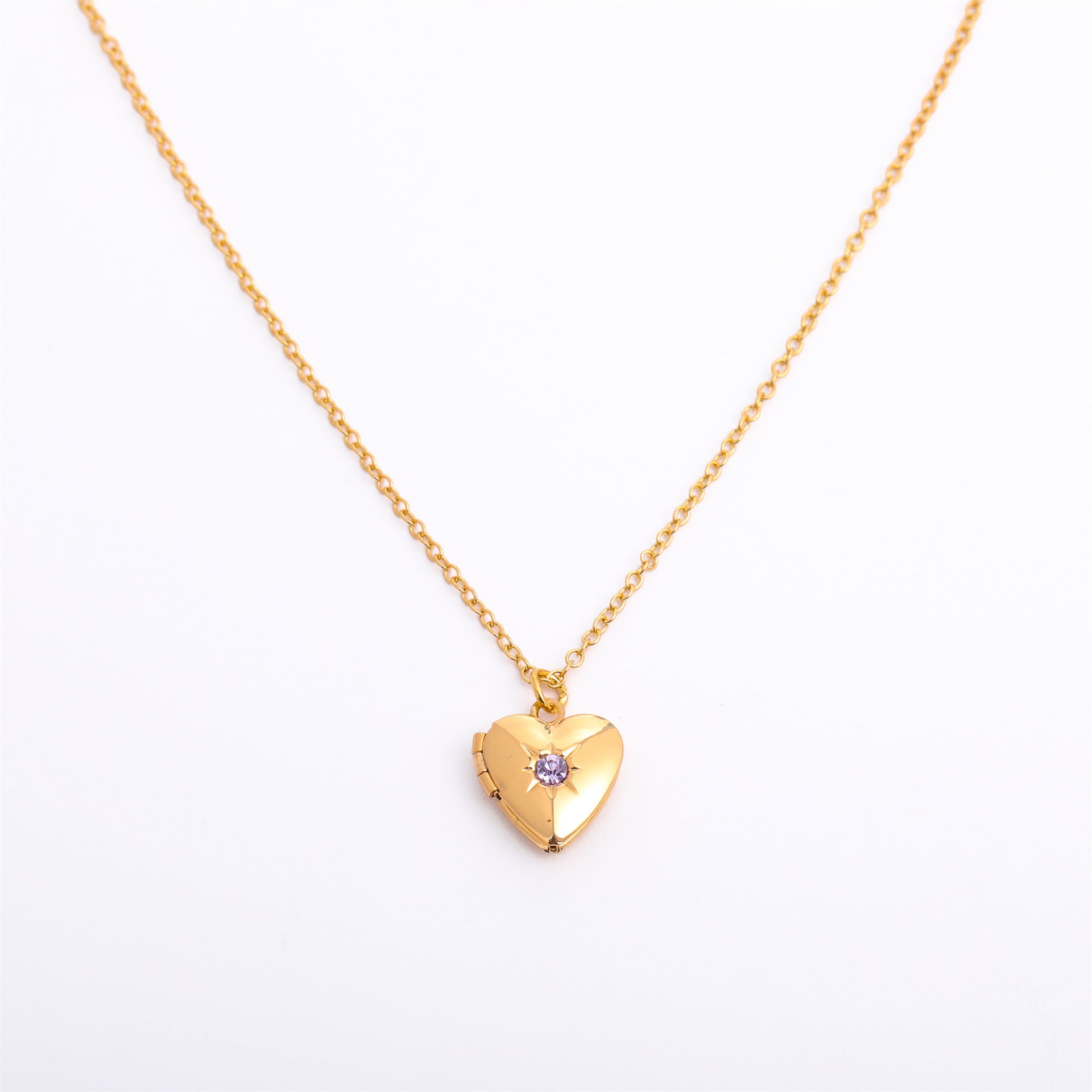 Wholesale December birthday stone heart-shaped opening and closing album necklace
