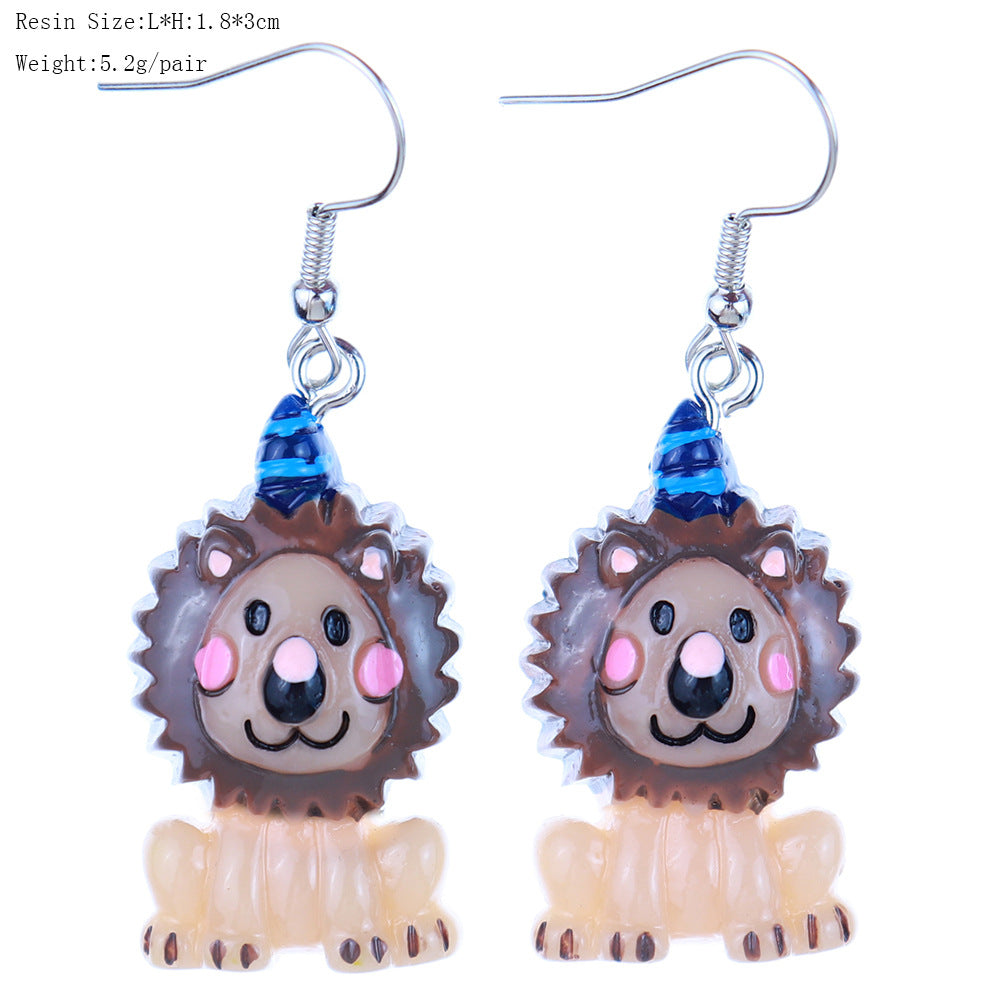 Wholesale fun cute funny cartoon circus clown earrings