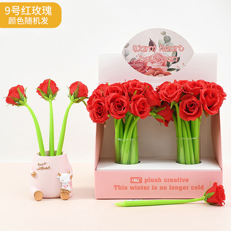 Wholesale Creative Flower Neutral Pens Soft Silicone Shaking Pen