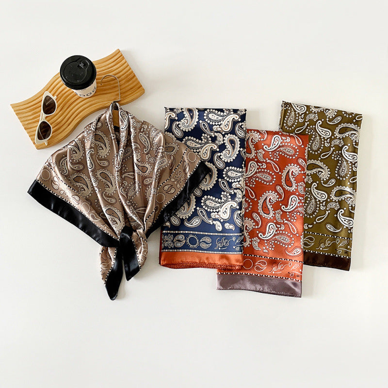 Wholesale 90cm ladies  cashew printed turban silk scarf