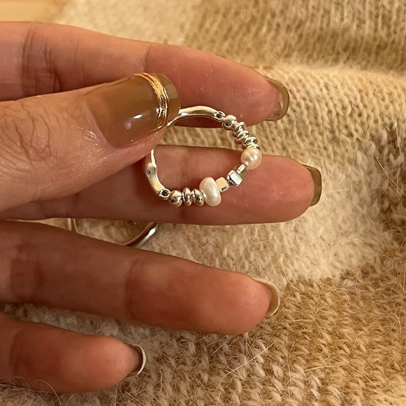 Wholesale Plain Circle Cream Flower Ring Retro Open Adjustable Ring ACC-RS-YaoFeng013