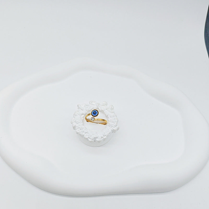 Wholesale Oil Painting Gold Plated Devil Eye Ring Adjustable Rings Stainless Steel ACC-RS-Chens001