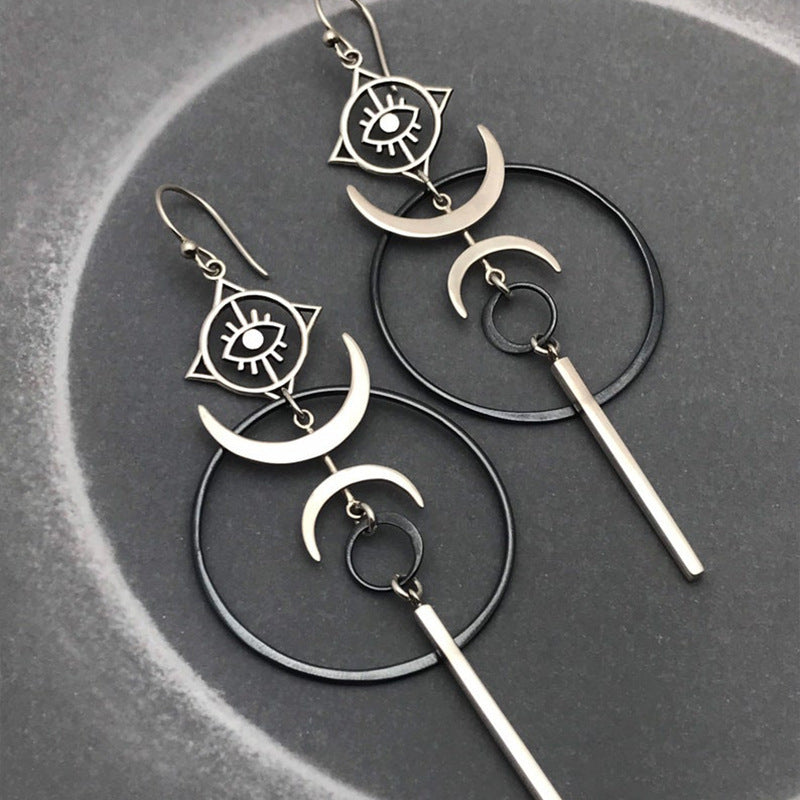 Wholesale Gothic Punk Devil' s Eye Handmade Metal Long Earrings Jewelry Accessory
