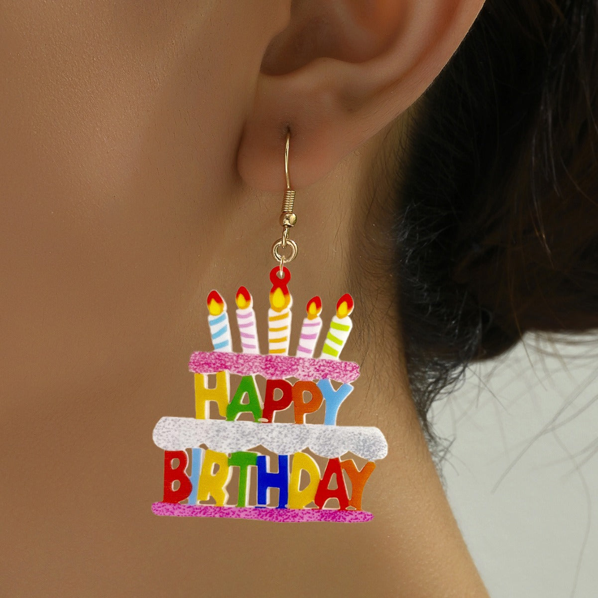 Wholesale creative atmosphere party happy birthday earrings