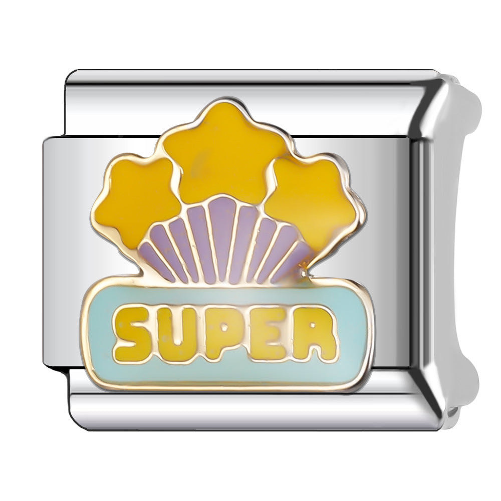 Wholesale Italian Charm Bracelet 9mm DIY Splicing English Stainless Steel Composable Bracelet