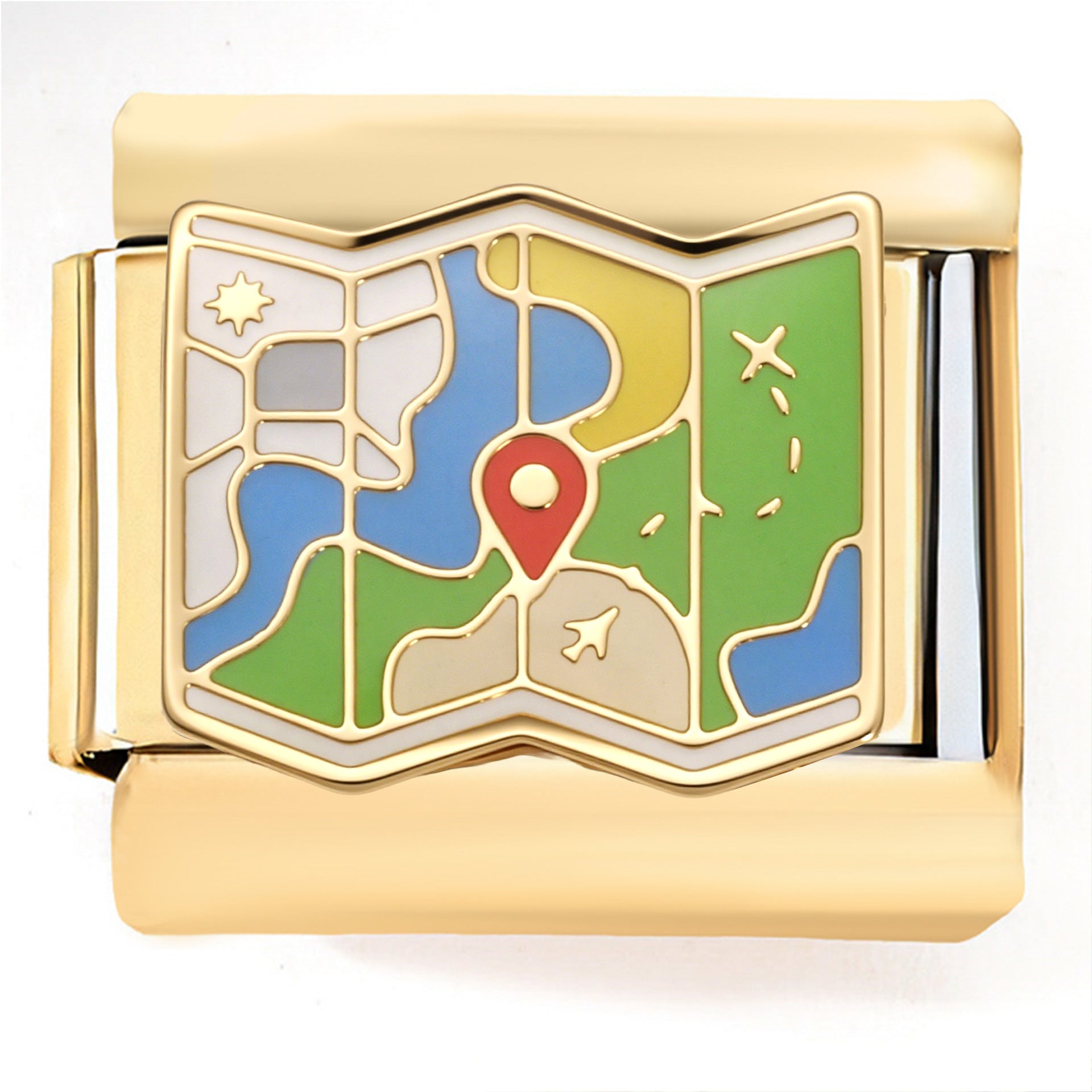 Wholesale Italian Charm Bracelet 9mm DIY Gold-Plated Navigation  Creative Stainless Steel Composable Bracelet