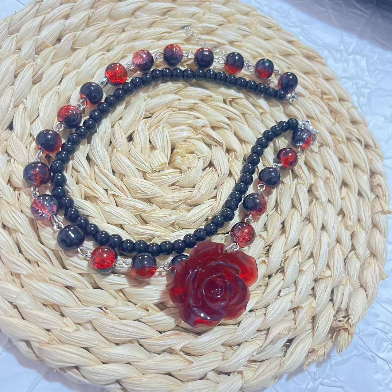 Wholesale  Retro Beaded Butterfly Design Woolen Chain Necklaces