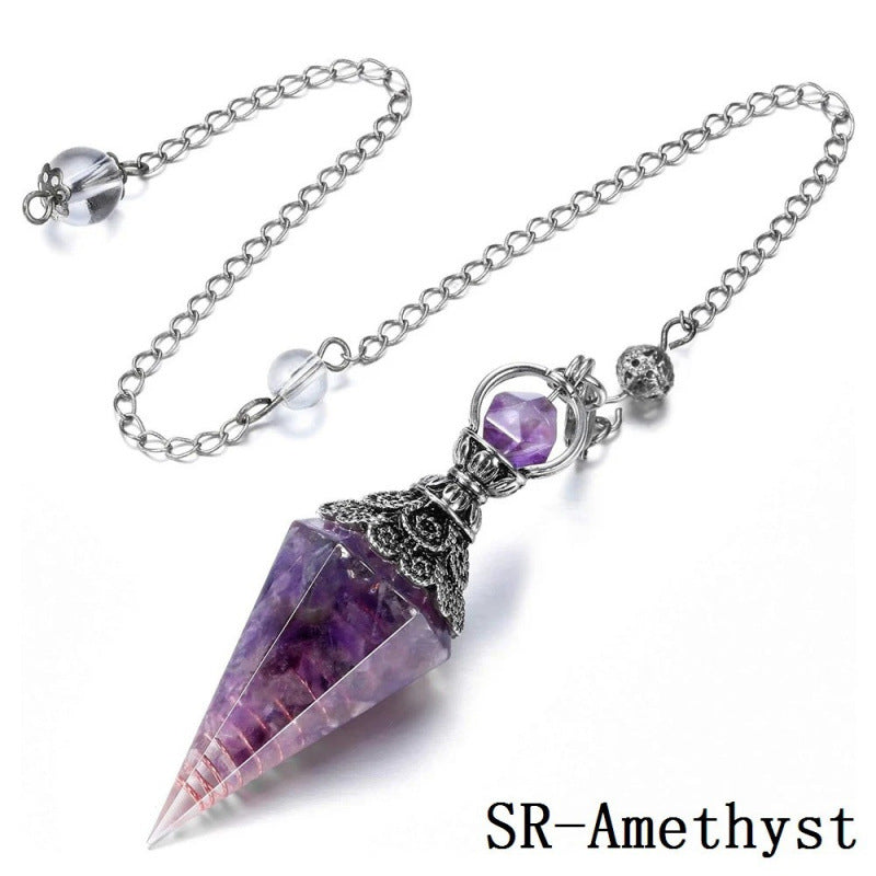 Wholesale Amethyst Crystal Hexagon Pendant Ancient Silver for DIY Jewelry Making Decorative Gift