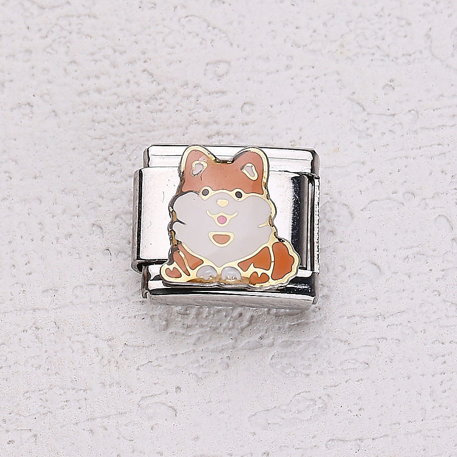 Wholesale 10pcs Italian Charm Bracelet 9mm DIY Splicing Cartoon Bear Pet Dog Stainless Steel Composable Bracelet